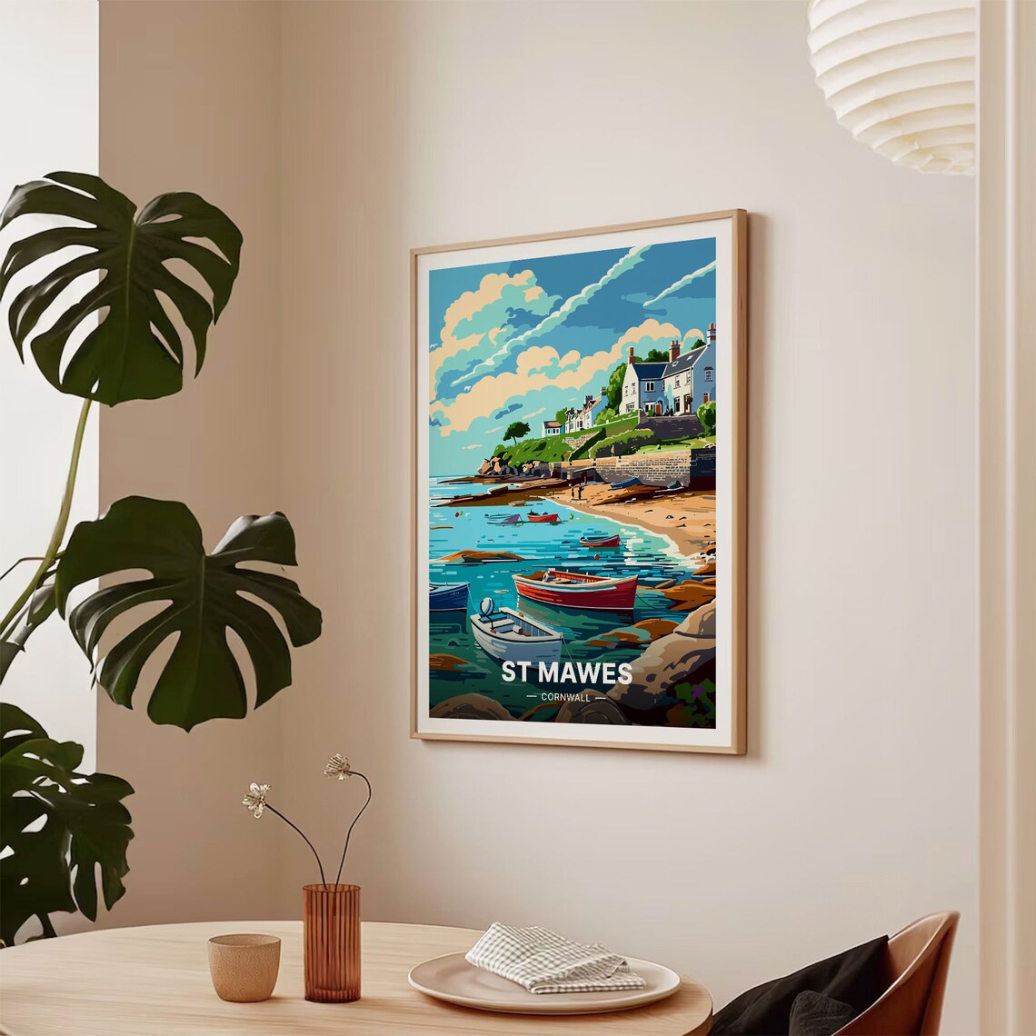 St Mawes Cornwall Fishing Boats Harbor Village Coastal Travel Poster - Image 2