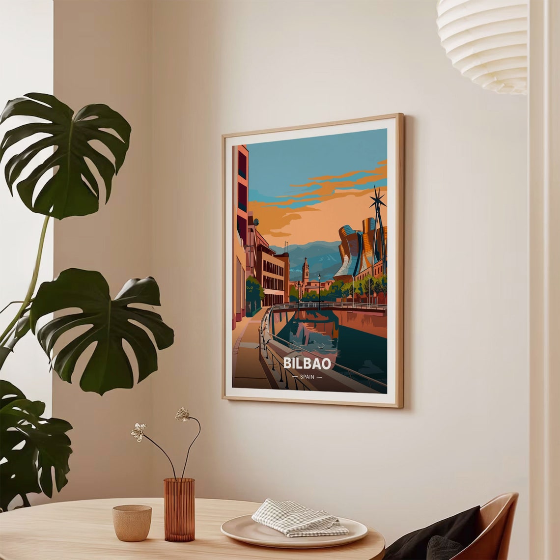 Bilbao Spain Riverside Titanium Museum Golden Sunset Travel Poster - Image 2