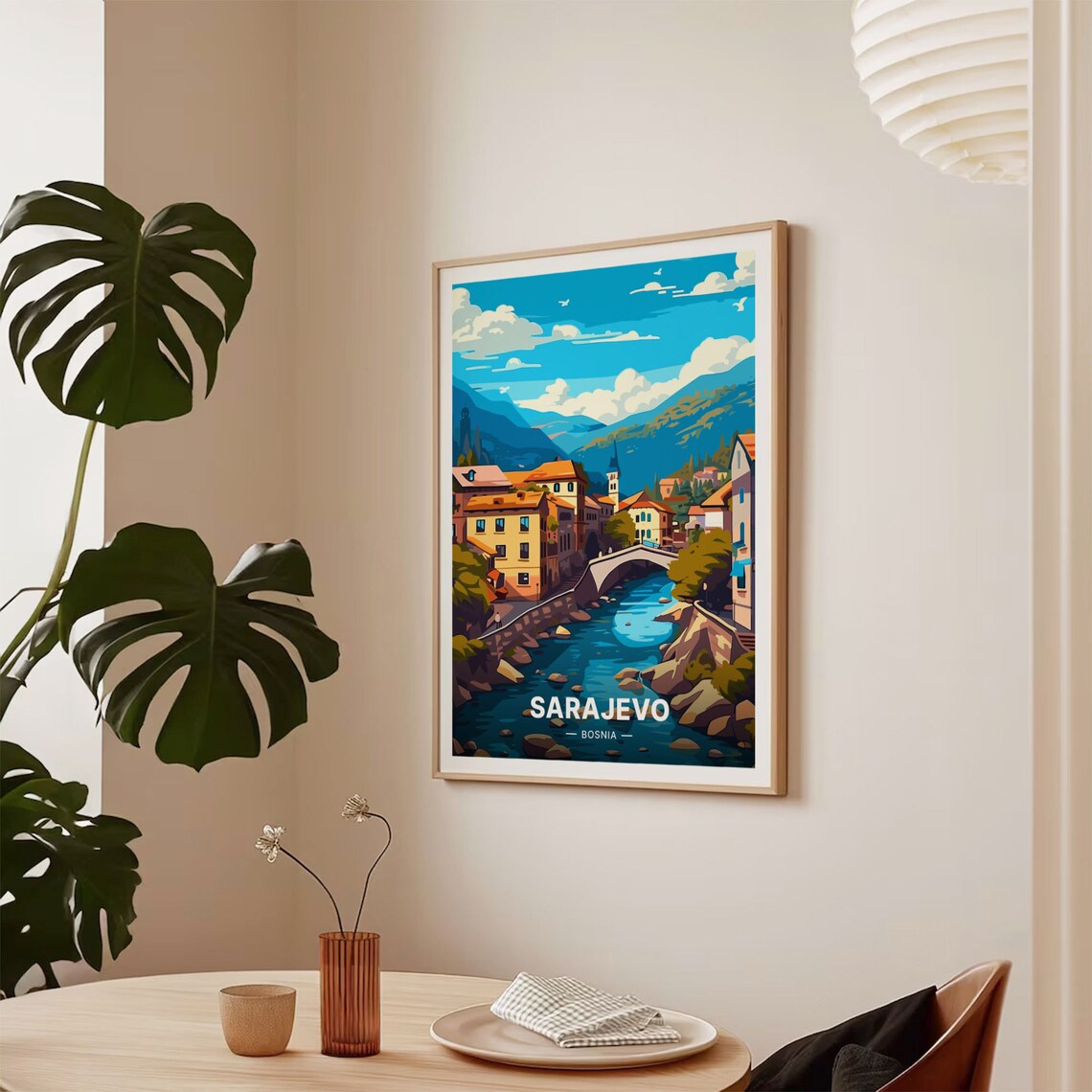 Sarajevo Cityscape Travel Poster, Bosnia Herzegovina - Image 2