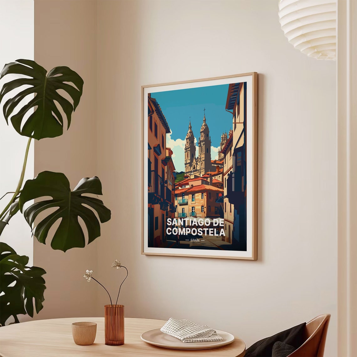 Santiago de Compostela Spain Vintage Travel Poster Cathedral Art - Image 2
