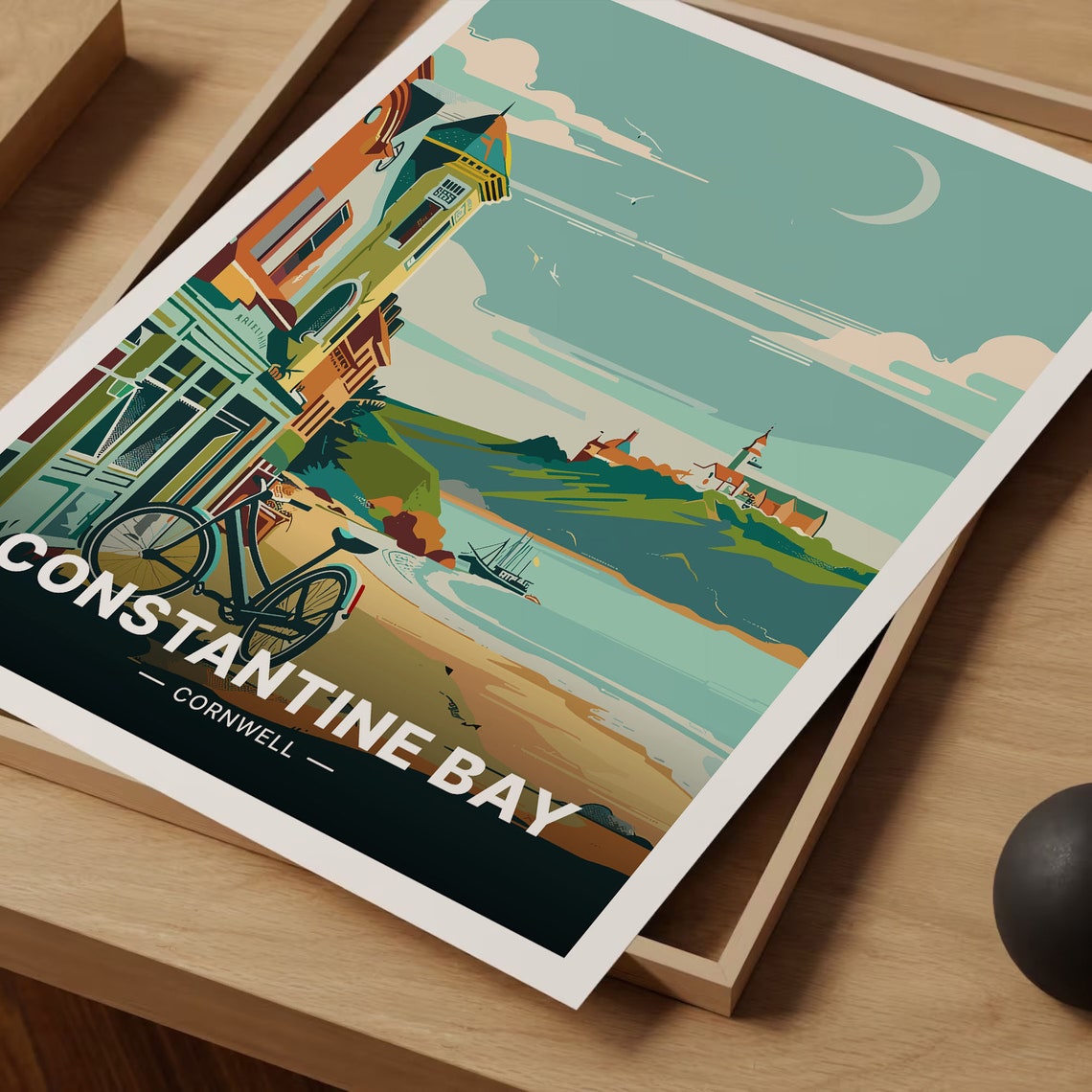 Constantine Bay Cornwall Coastal Village Beach Travel Poster - Image 3