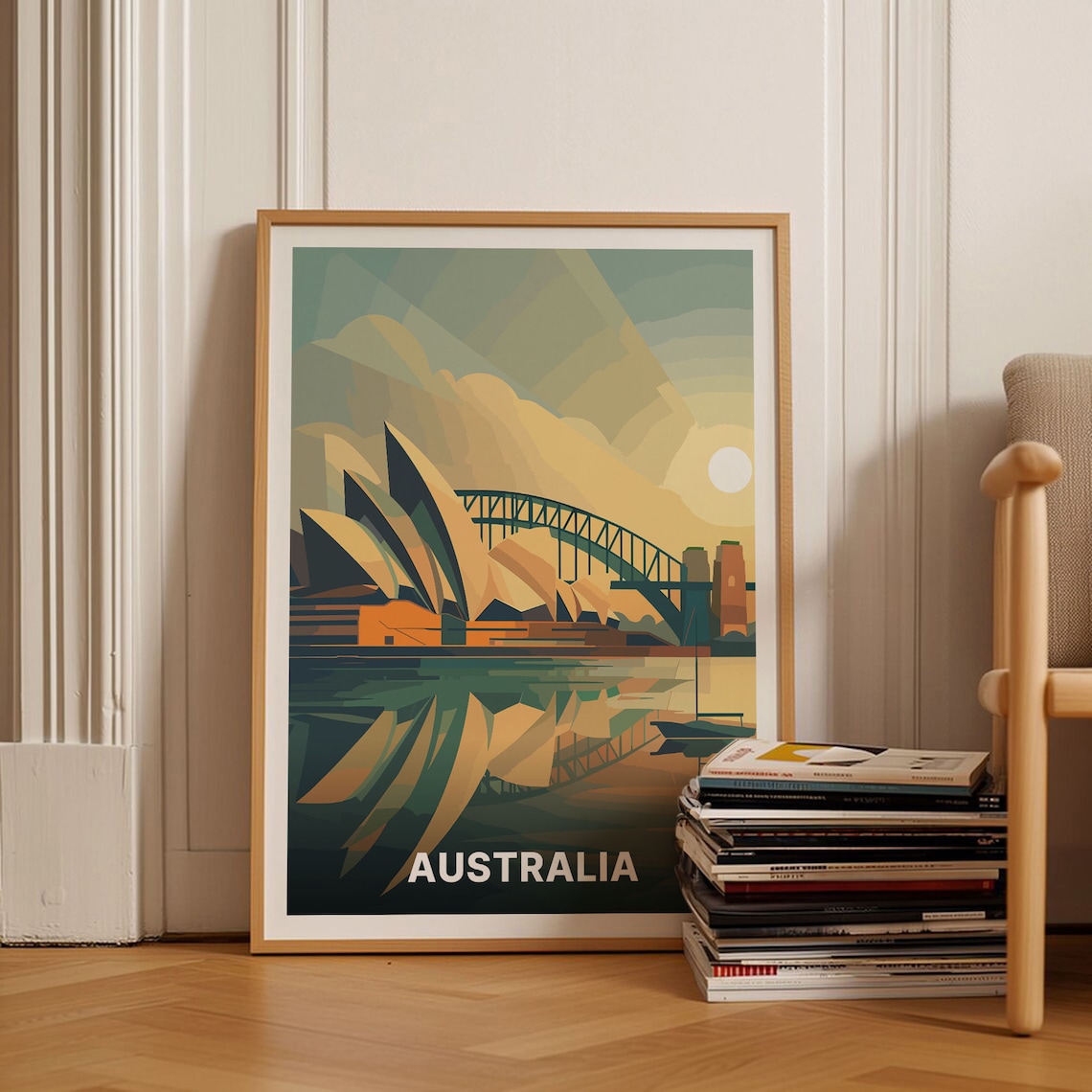 Australia Sydney Opera House Harbour Bridge Vintage Travel Poster Art