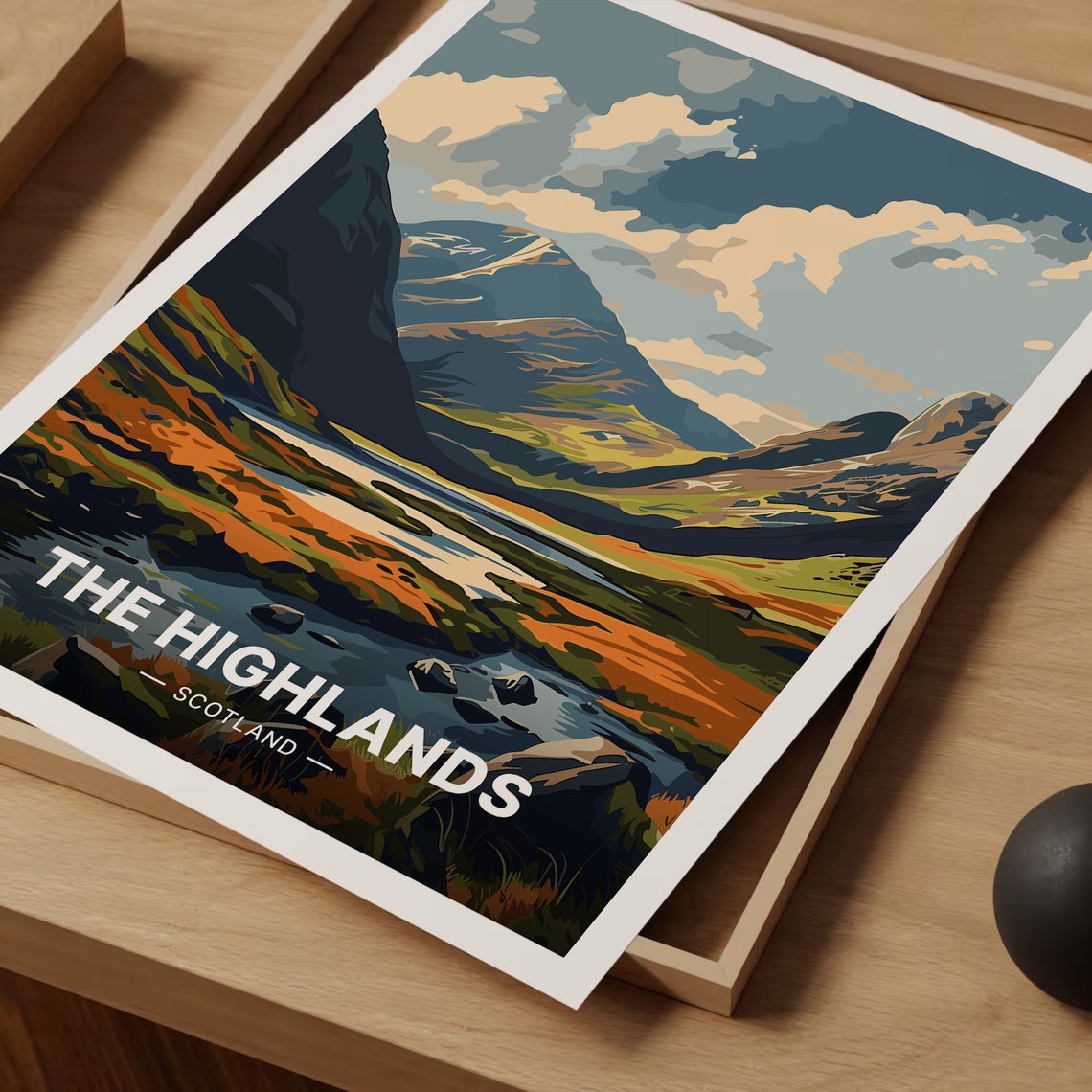 Scottish Highlands Mountain Valley River Autumn Travel Poster - Image 3