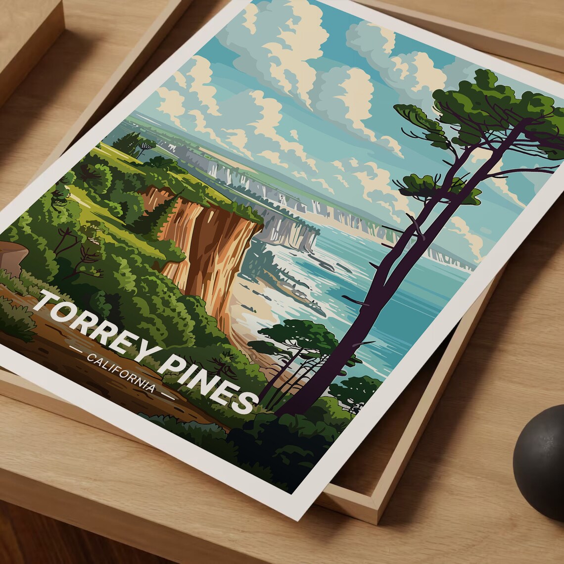 Torrey Pines California Coastal Cliffs Pine Trees Ocean Travel Poster - Image 3