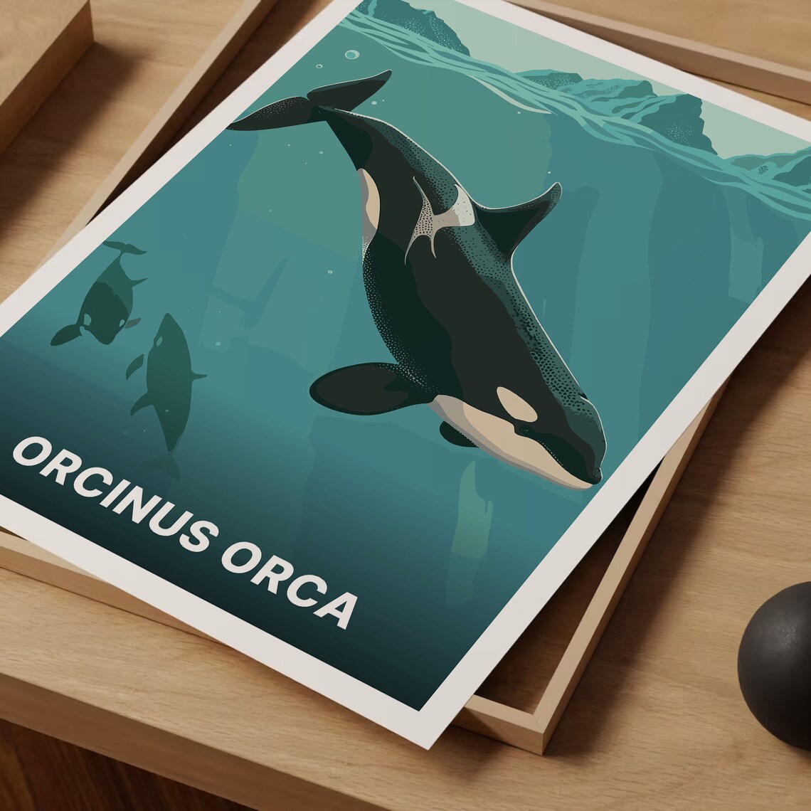 Orca Killer Whale Minimalist Ocean Sea Life Art - Image 3