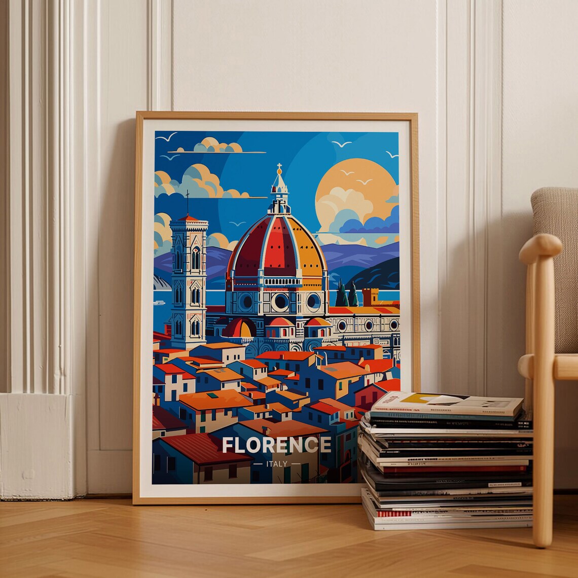 Florence Italy Travel Poster, Cityscape Decor