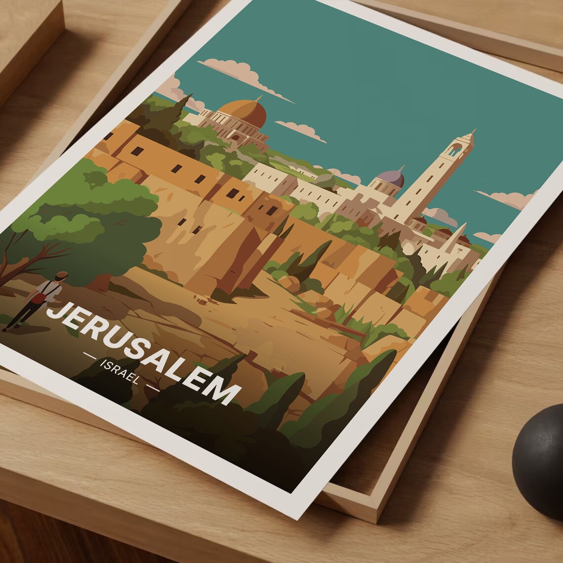 Jerusalem Israel Old City Domes Walls Historic Skyline Travel Poster - Image 3