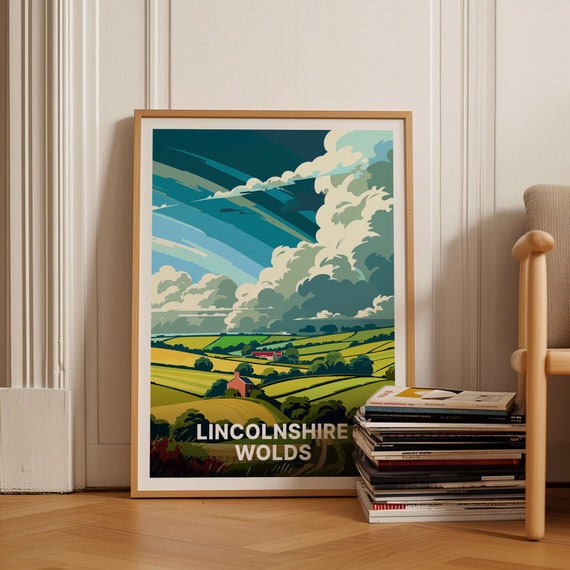 Lincolnshire Wolds England Rolling Farmland Red Barn Dramatic Sky Poster