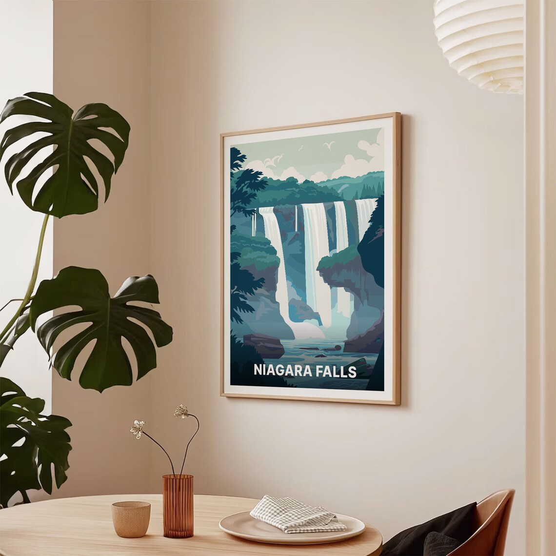 Niagara Falls Cascading Waterfalls Misty Cliffs Scenic Travel Poster - Image 2