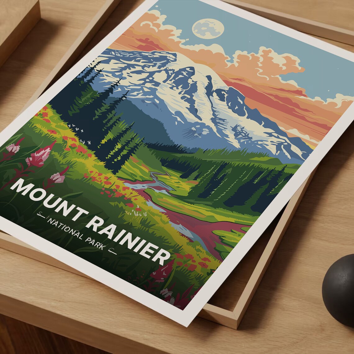 Mount Rainier National Park Travel Poster, Washington - Image 3
