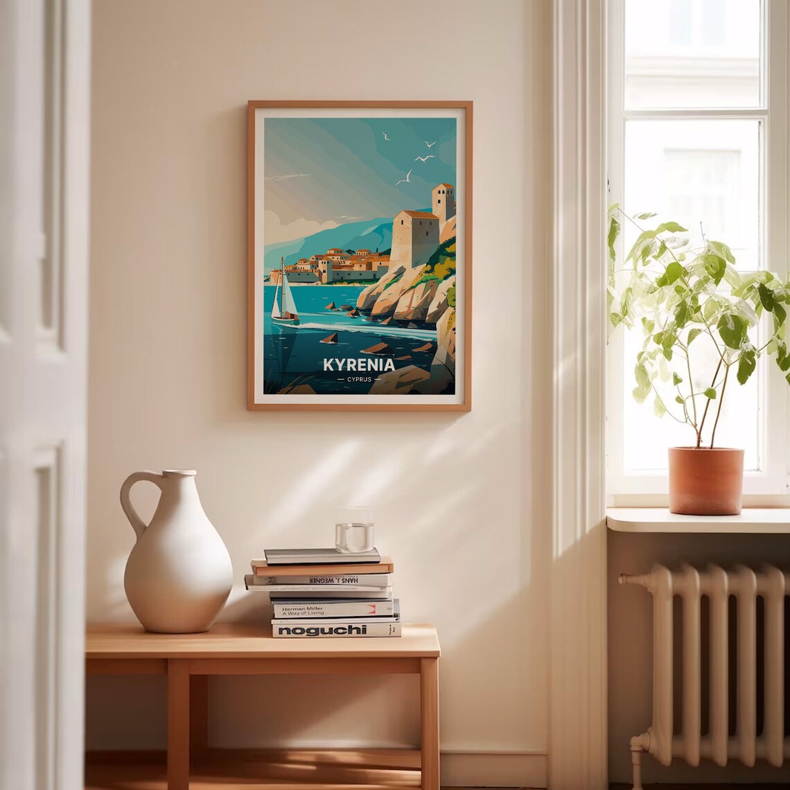 Kyrenia Cyprus Harbour Castle Sailboats Mediterranean Coast Poster - Image 4