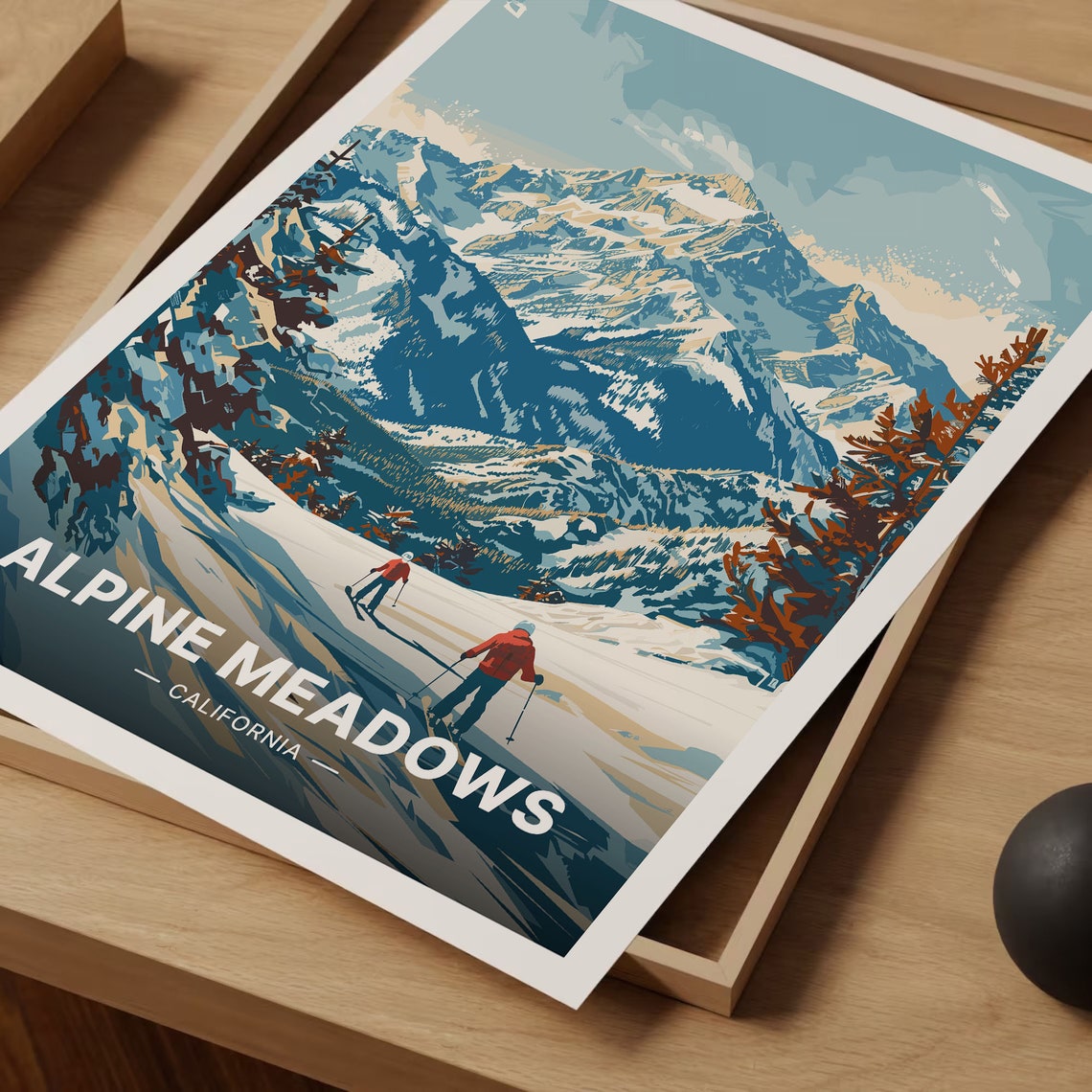 Alpine Meadows California Ski Poster Snowy Peaks Winter Resort Art - Image 3