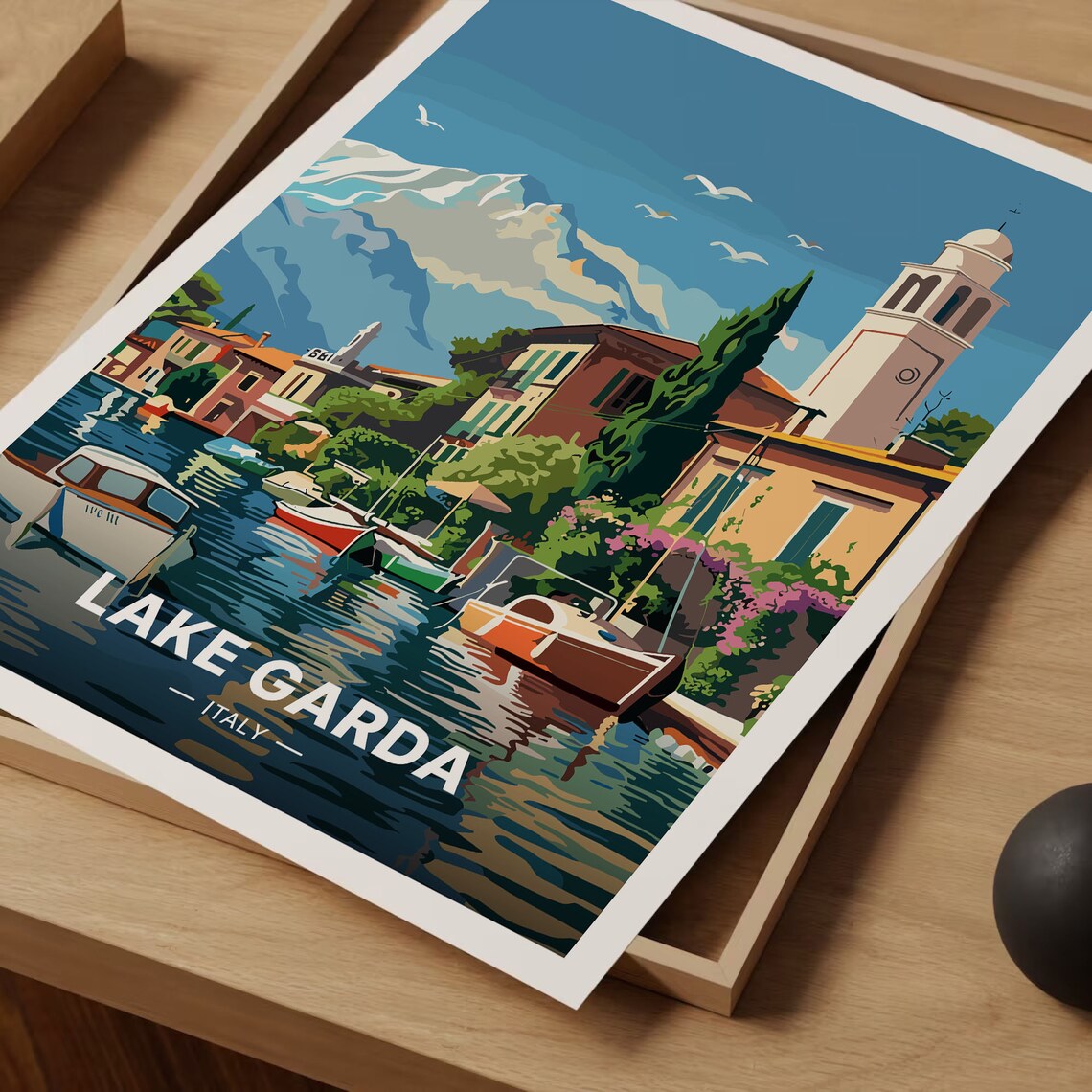 Lake Garda Travel Poster, Italian Lake Landscape - Image 3