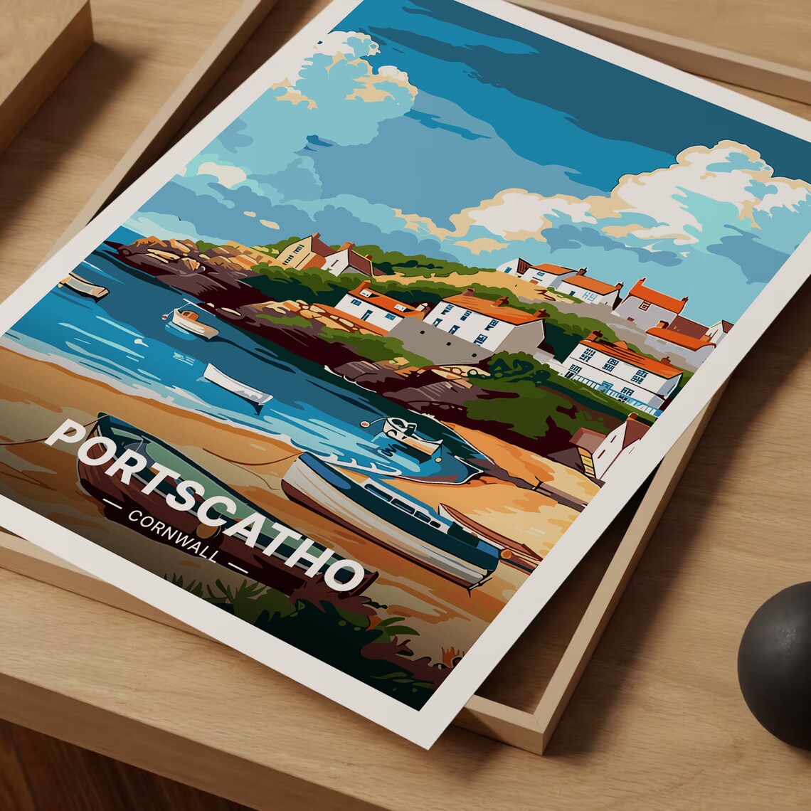 Portscatho Cornwall Fishing Village Harbor Boats Coastal Travel Poster - Image 3