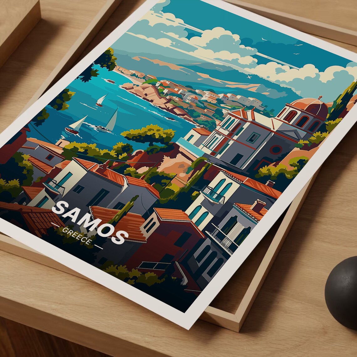 Samos Greece Travel Poster, European Travel Art - Image 3