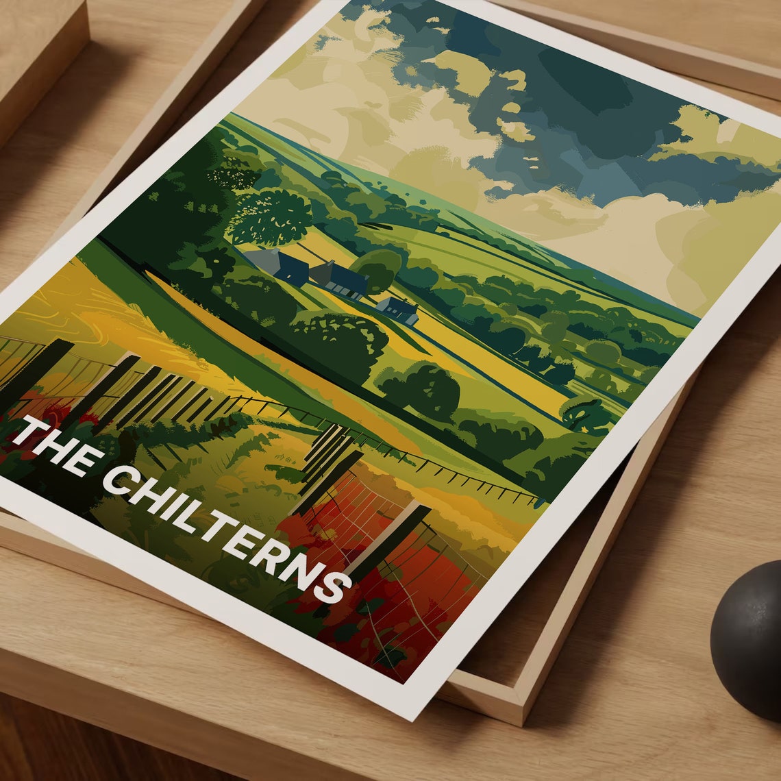 The Chilterns England Rolling Countryside Landscape Art Poster - Image 3