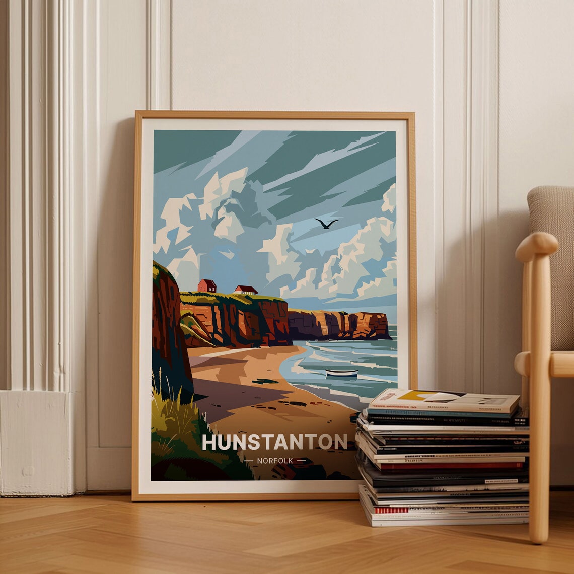 Hunstanton Norfolk Red Cliffs Sandy Beach Coastal Walk Poster