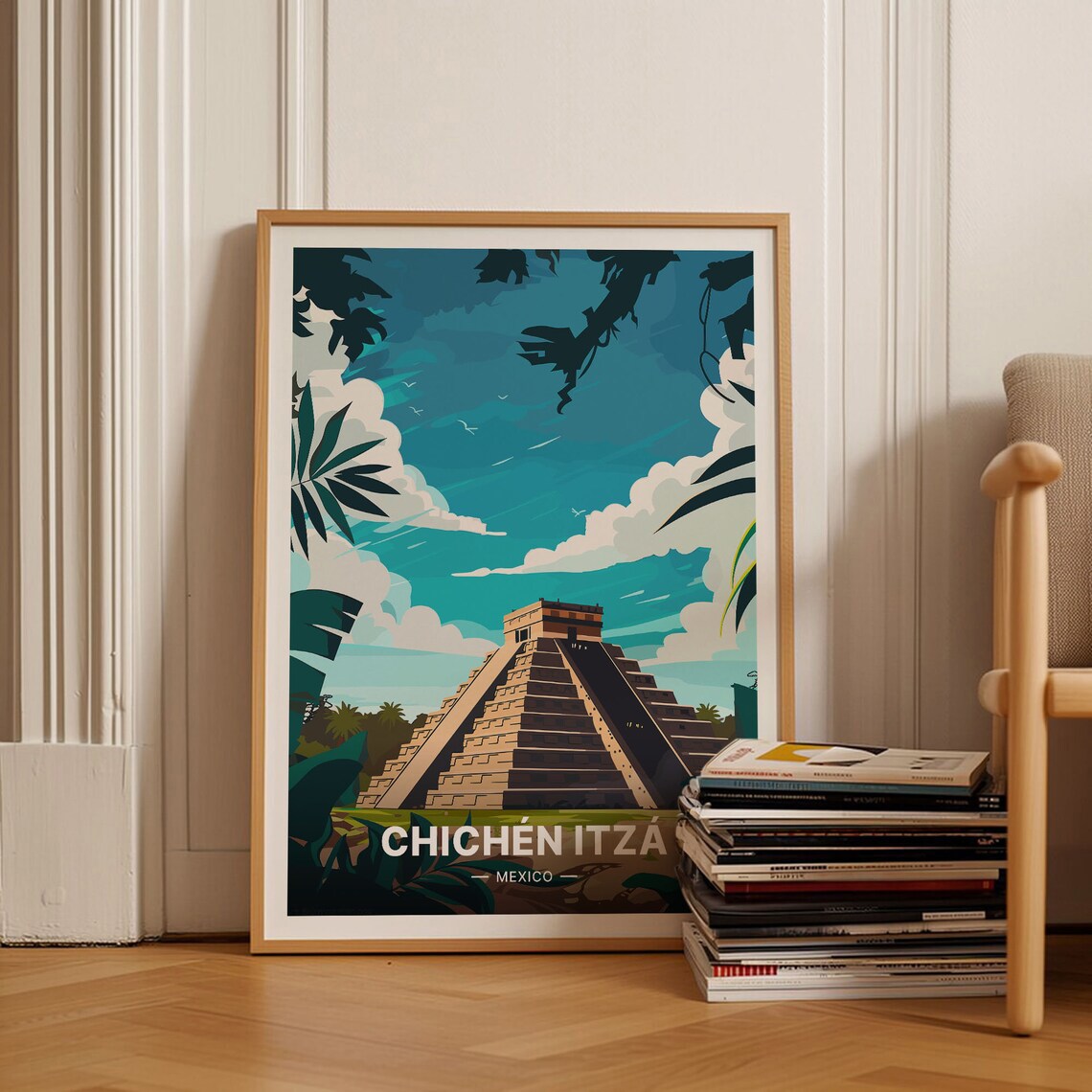 Chichn Itz Travel Poster, Mexico Landmark Art