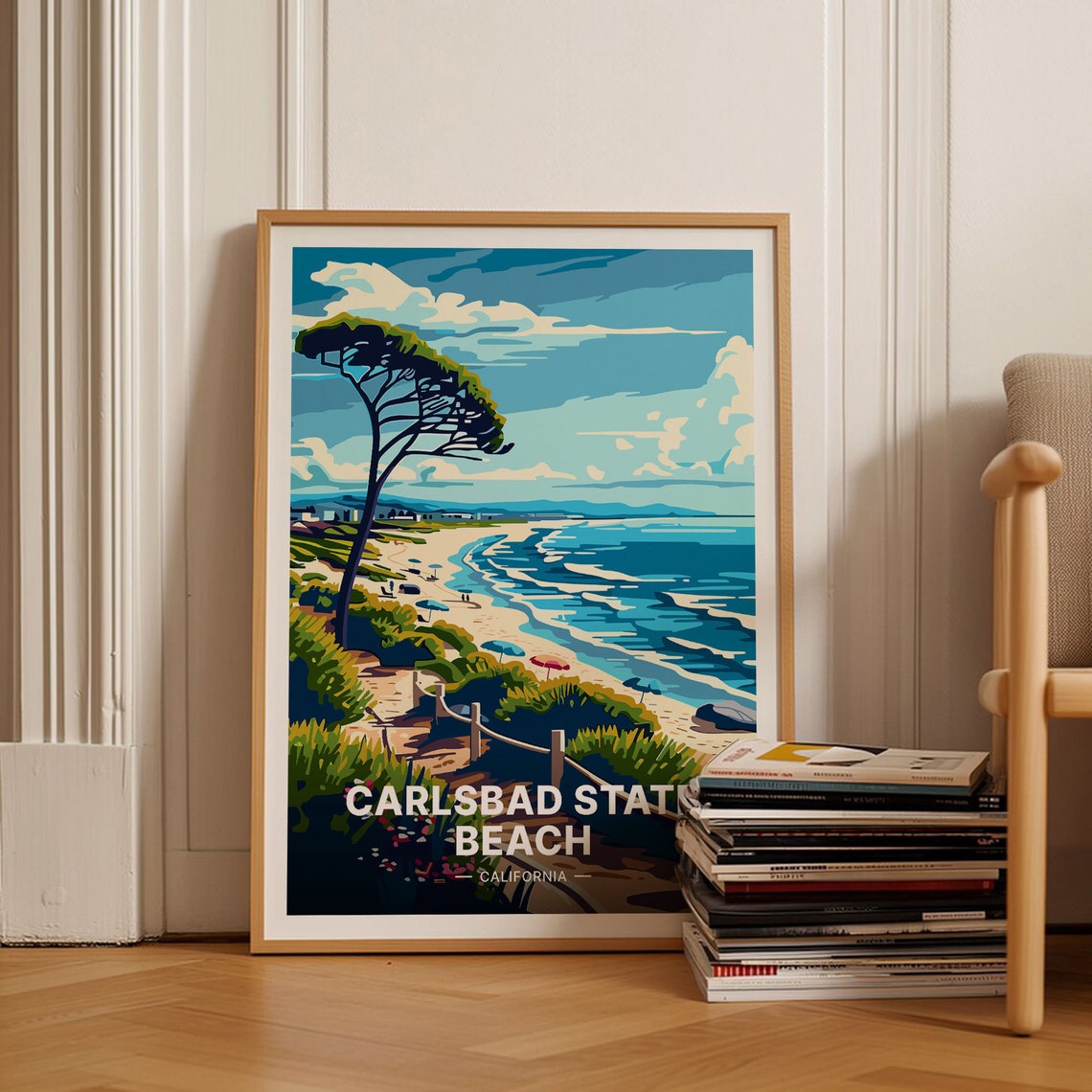Carlsbad State Beach California Sandy Shore Waves Sunset Poster