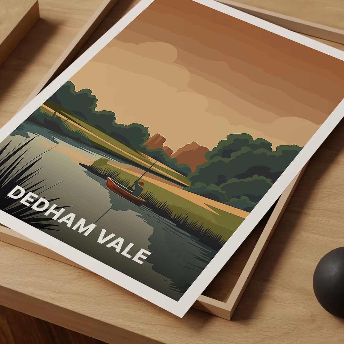 Dedham Vale England River Stour Rowboat Sunset Travel Poster - Image 3
