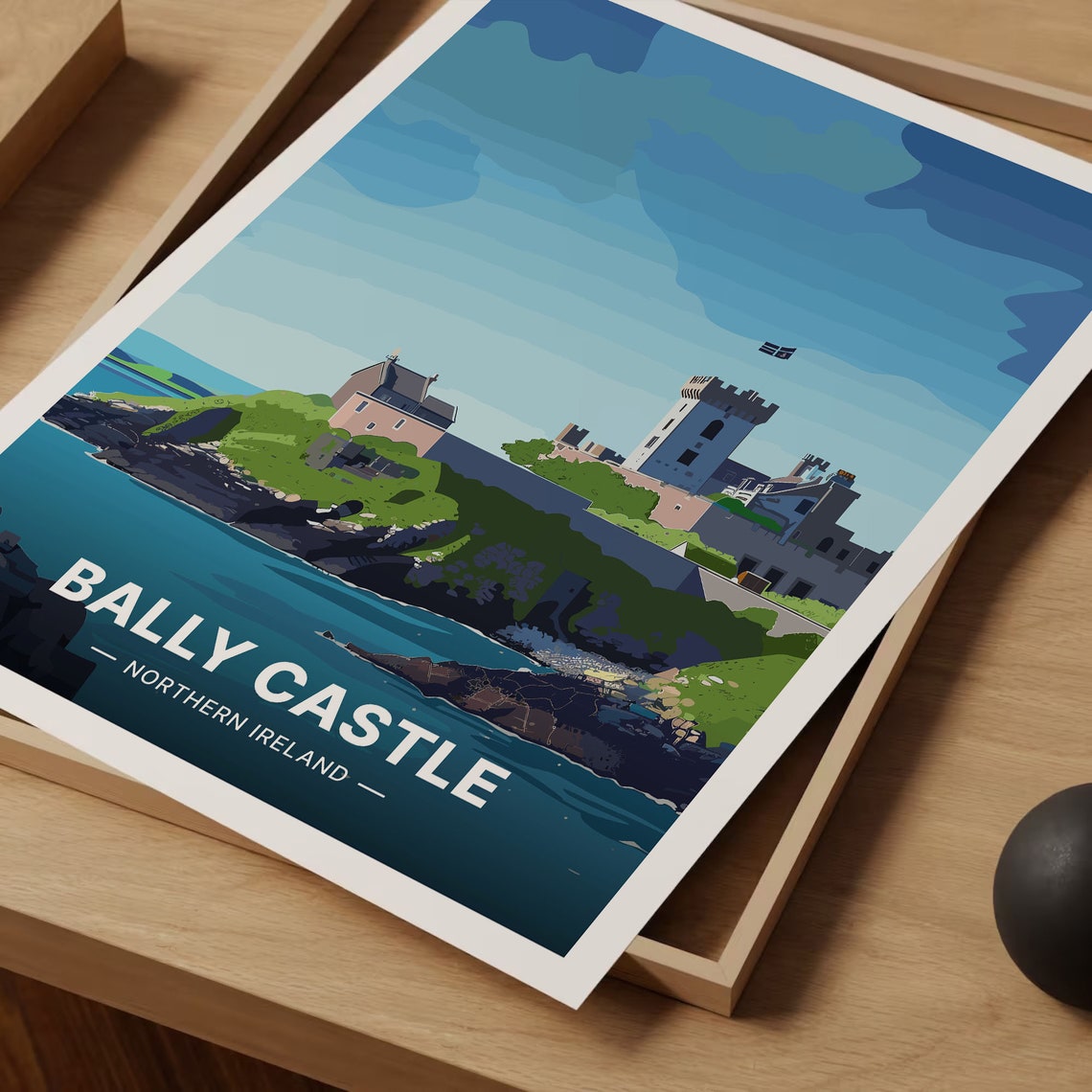 Ballycastle Northern Ireland Castle Coast Sea Cliff View Poster - Image 3
