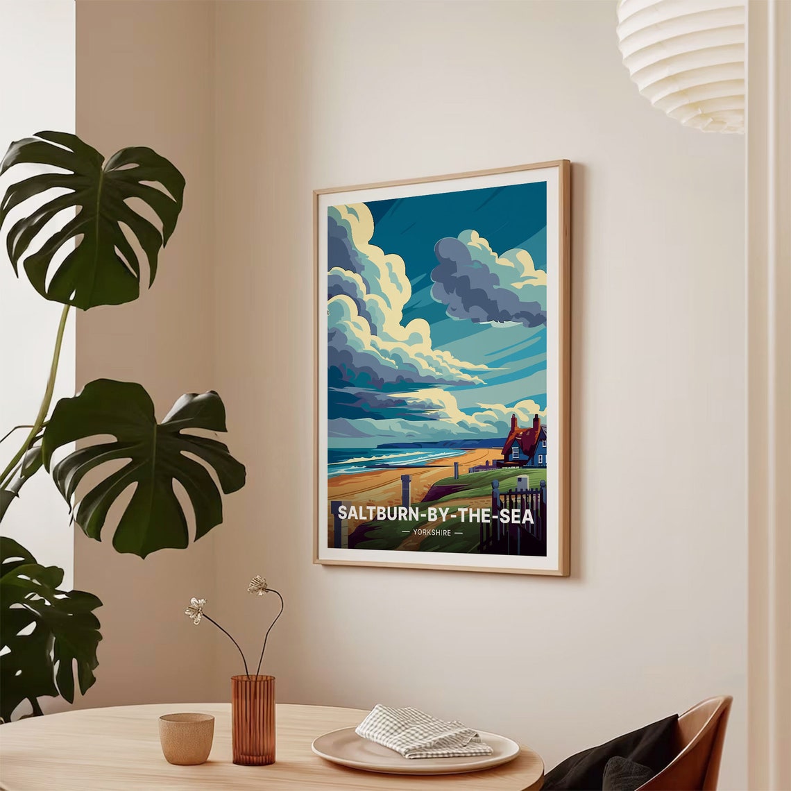 Saltburn by the Sea Yorkshire Beach Dramatic Clouds Travel Poster - Image 2