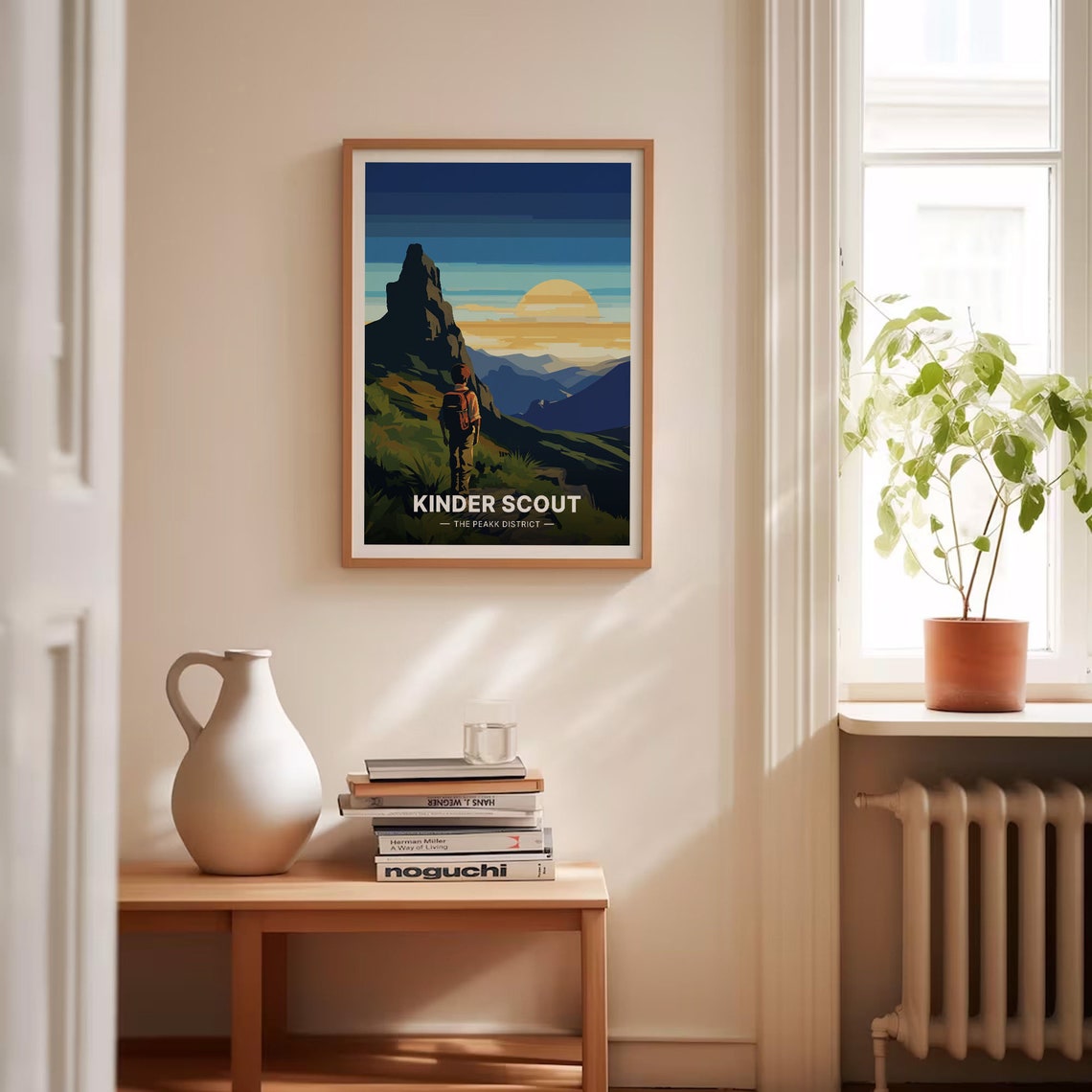 Kinder Scout Peak District Travel Poster Hiker Sunrise Mountain Art - Image 4