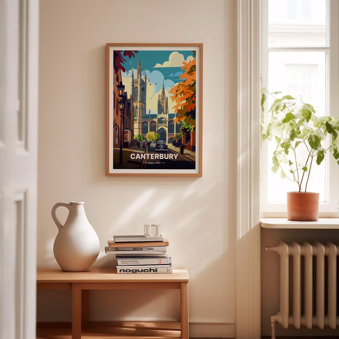 Canterbury England Cathedral Vintage Autumn Street Scene Poster - Image 4