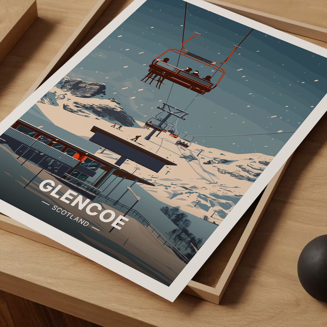 Scotland Ski Resort Travel Poster, Highlands Art Print - Image 3