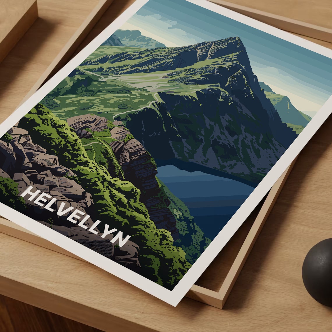 Helvellyn Lake District Mountain Peak Hiking Retro Travel Poster - Image 3