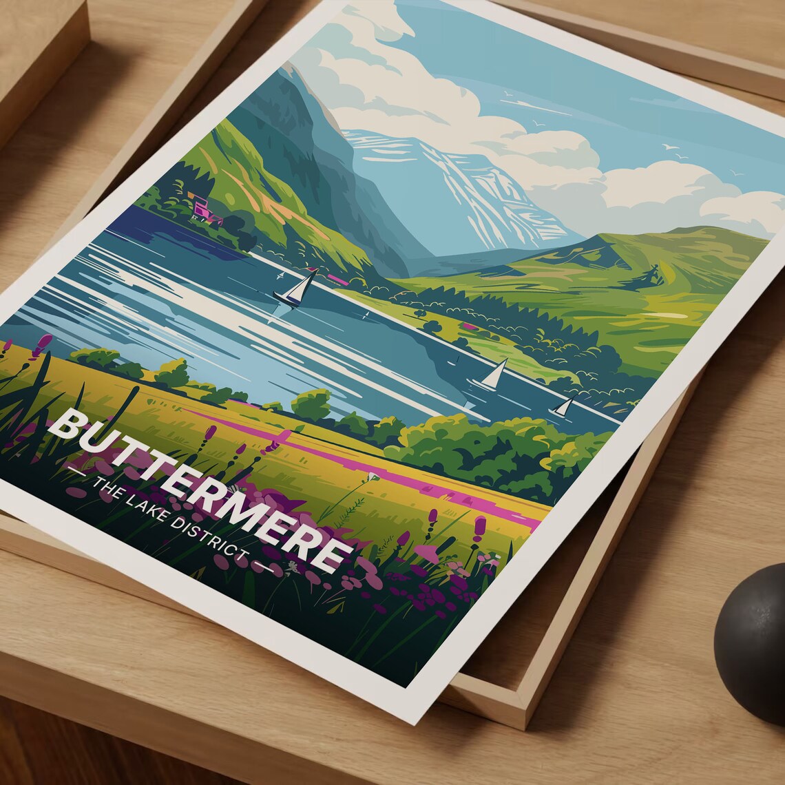 Buttermere The Lake District Fells Sailboats Lake Travel Poster - Image 3