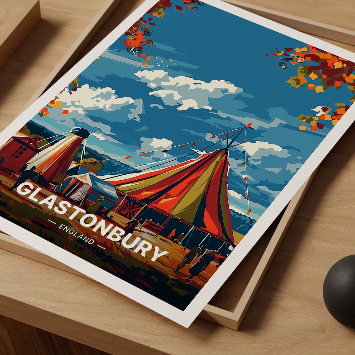 Glastonbury England Festival Tents Big Top Music Vintage Travel Poster - Image 3