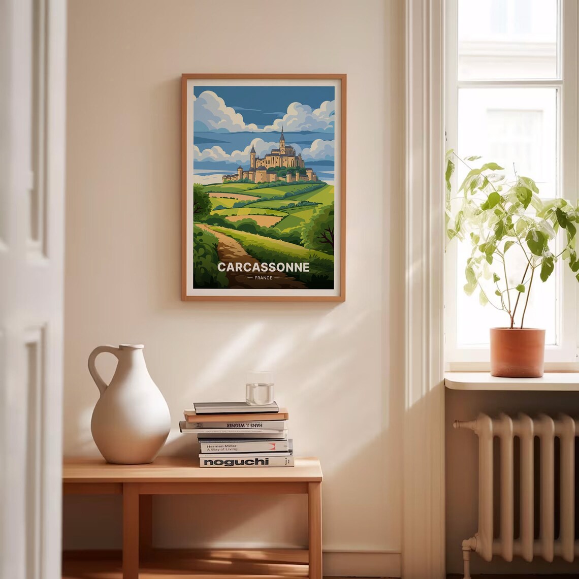 Carcassonne France Poster Medieval Citadel Rolling Green Hills Art - Image 4
