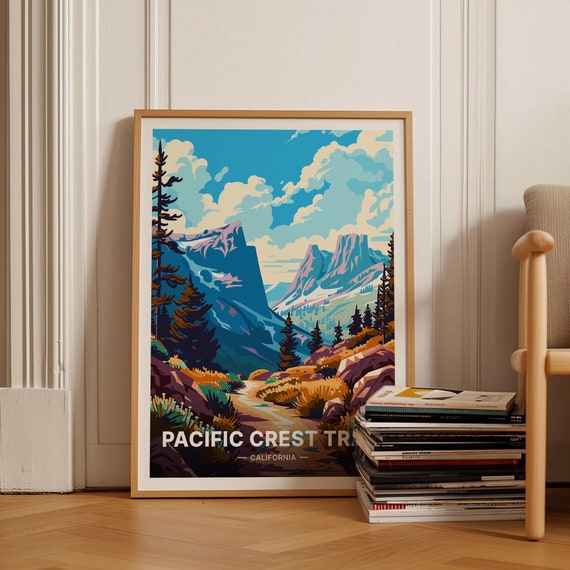 Pacific Crest Trail Poster Scenic Travel Art Hiking Trail Wall Decor California Landscape Gift For Wanderlust Enthusiasts C20 1246