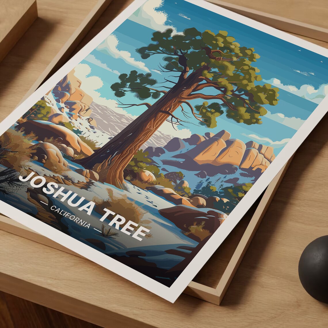 Joshua Tree California Desert Vintage Travel Poster Boulders Yucca Scene - Image 3