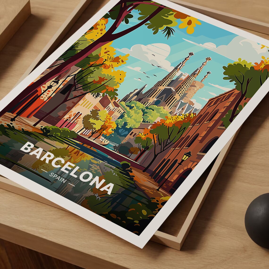 Barcelona Sagrada Familia Travel Poster, Spain - Image 3