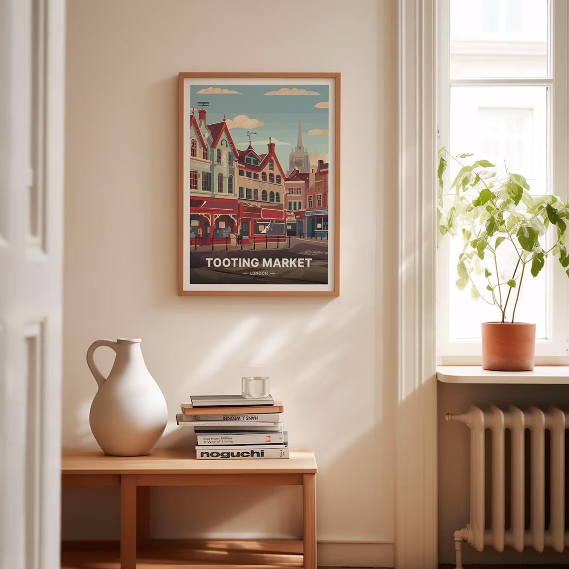 Tooting Market London Retro Street Scene Vintage Travel Art Poster - Image 4