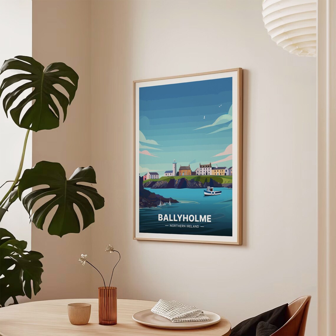 Ballyholme Northern Ireland Coastal Village Lighthouse Harbor Poster - Image 2