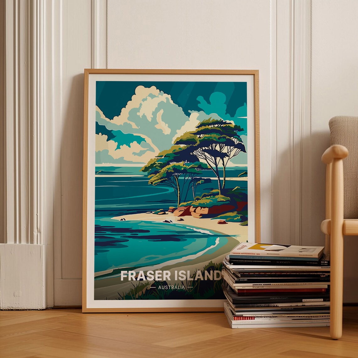 Fraser Island Australia Tropical Beach Turquoise Cove Travel Poster