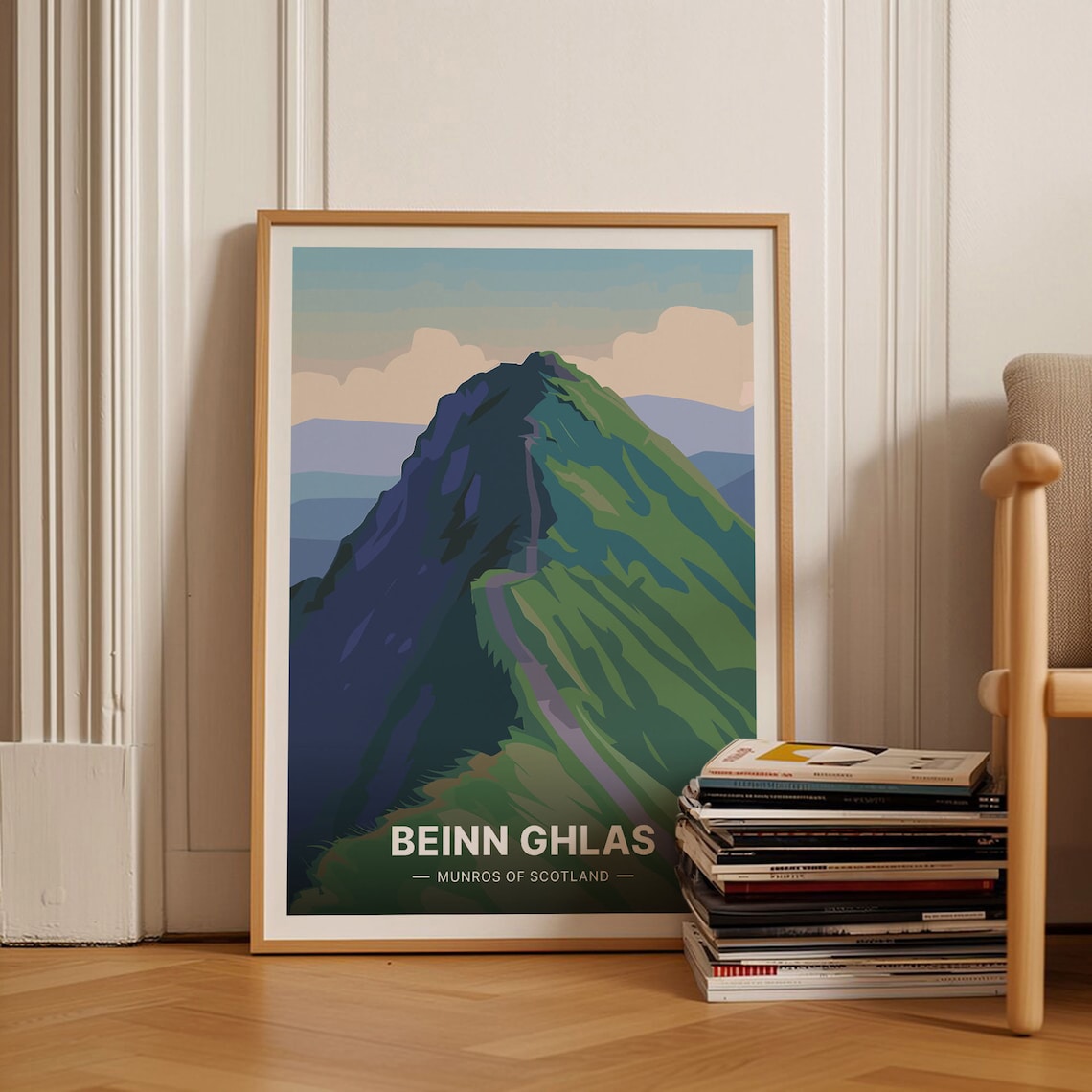 Beinn Ghlas Scotland Munro Mountain Ridge Hiking Travel Art Poster