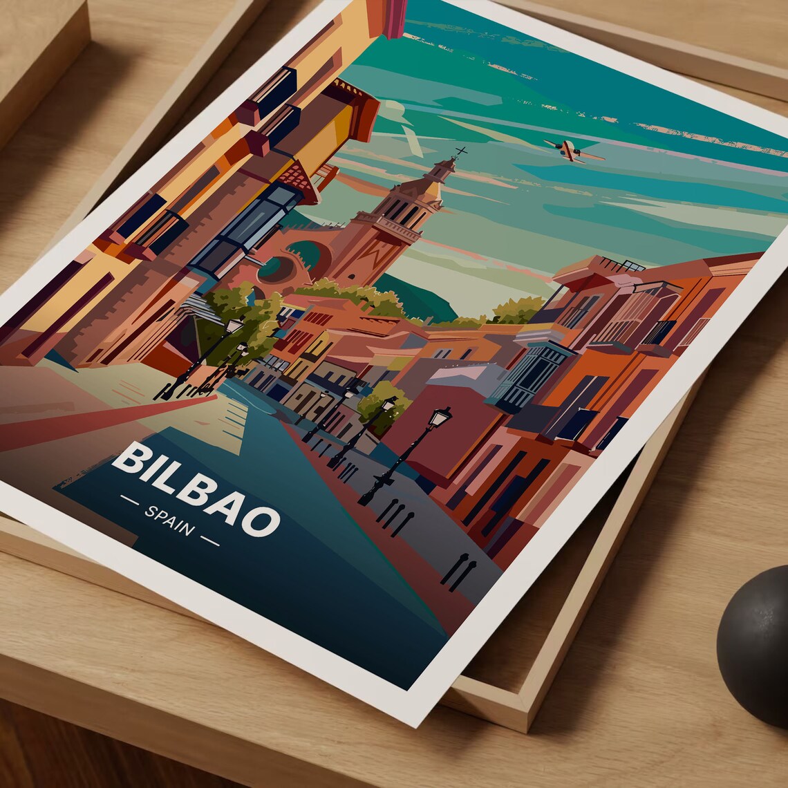 Bilbao Spain Travel Poster, Guggenheim Museum Art - Image 3