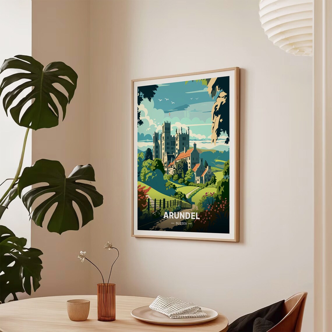 Arundel Sussex Castle Hilltop Historic English Town View Poster - Image 2