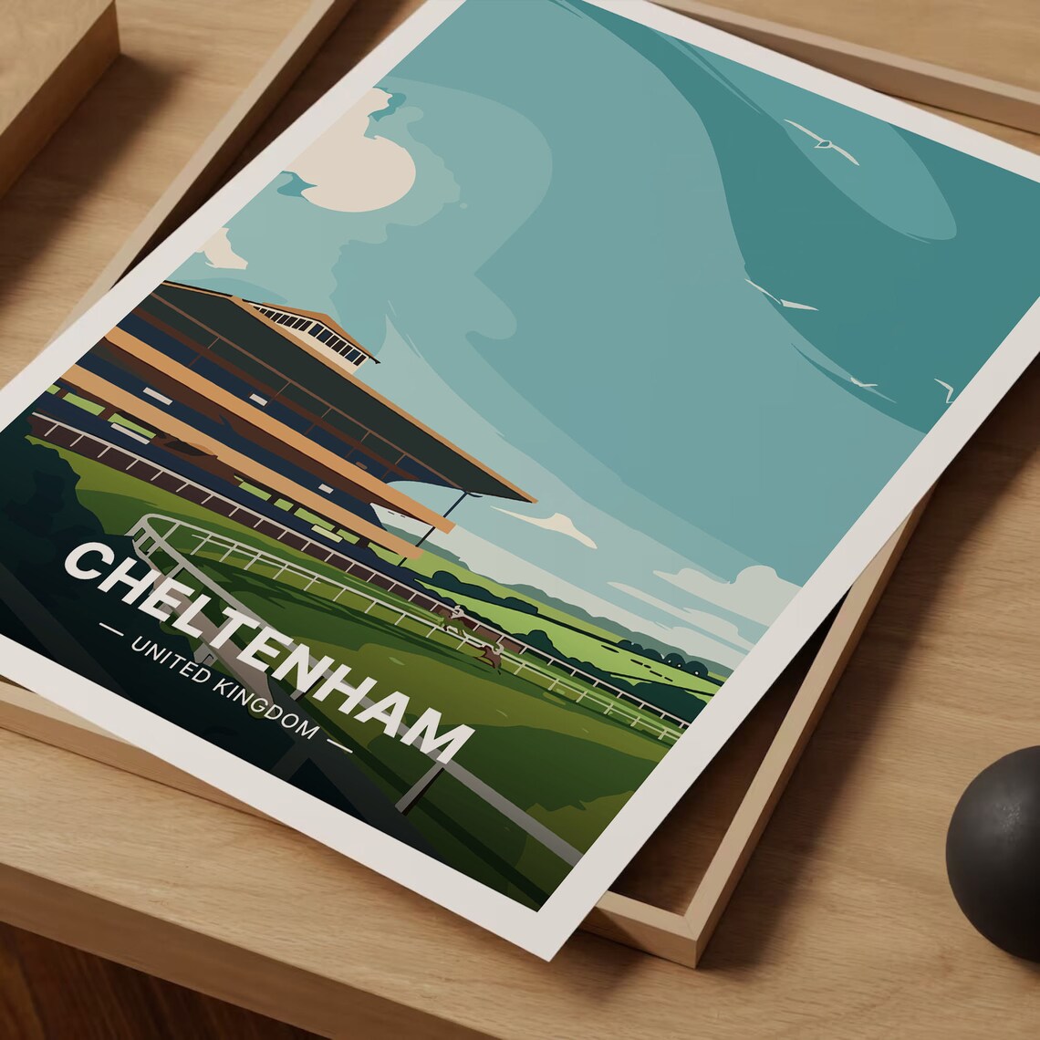 Cheltenham Racecourse Vintage Travel Poster Grandstand Racing UK Art - Image 3