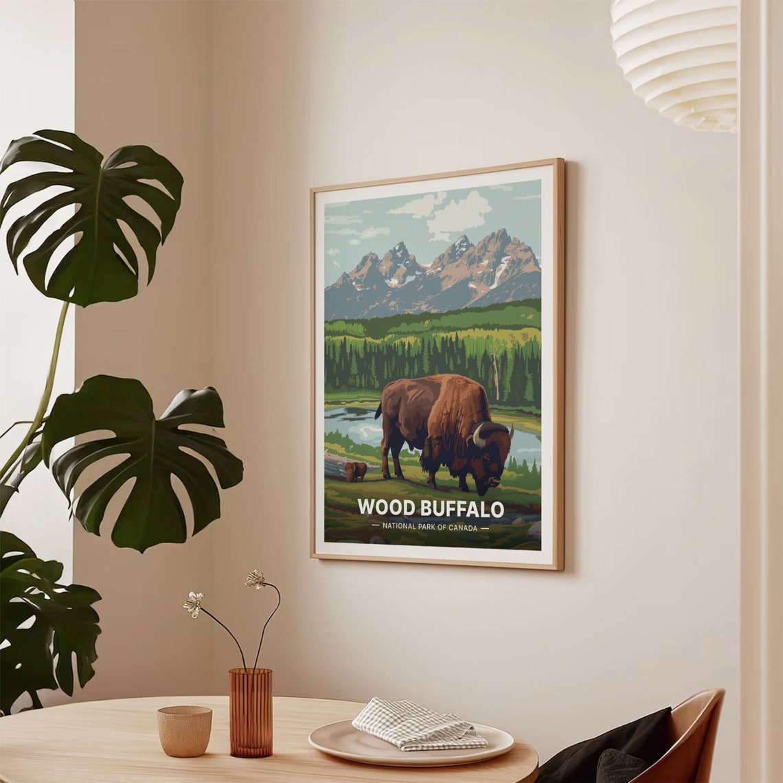 Wood Buffalo National Park Canada Bison Mountain Wilderness Poster - Image 2