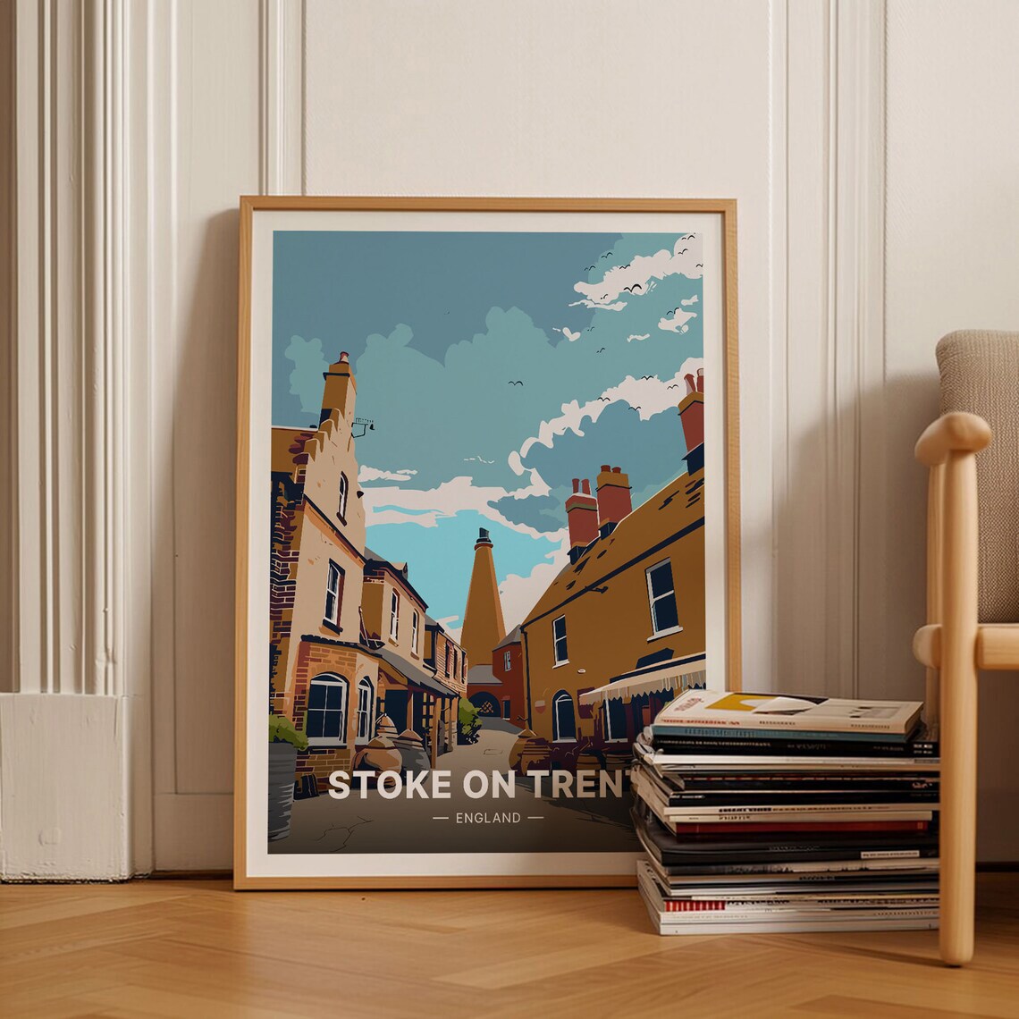 Stoke On Trent England Pottery Kiln Street Vintage Travel Poster