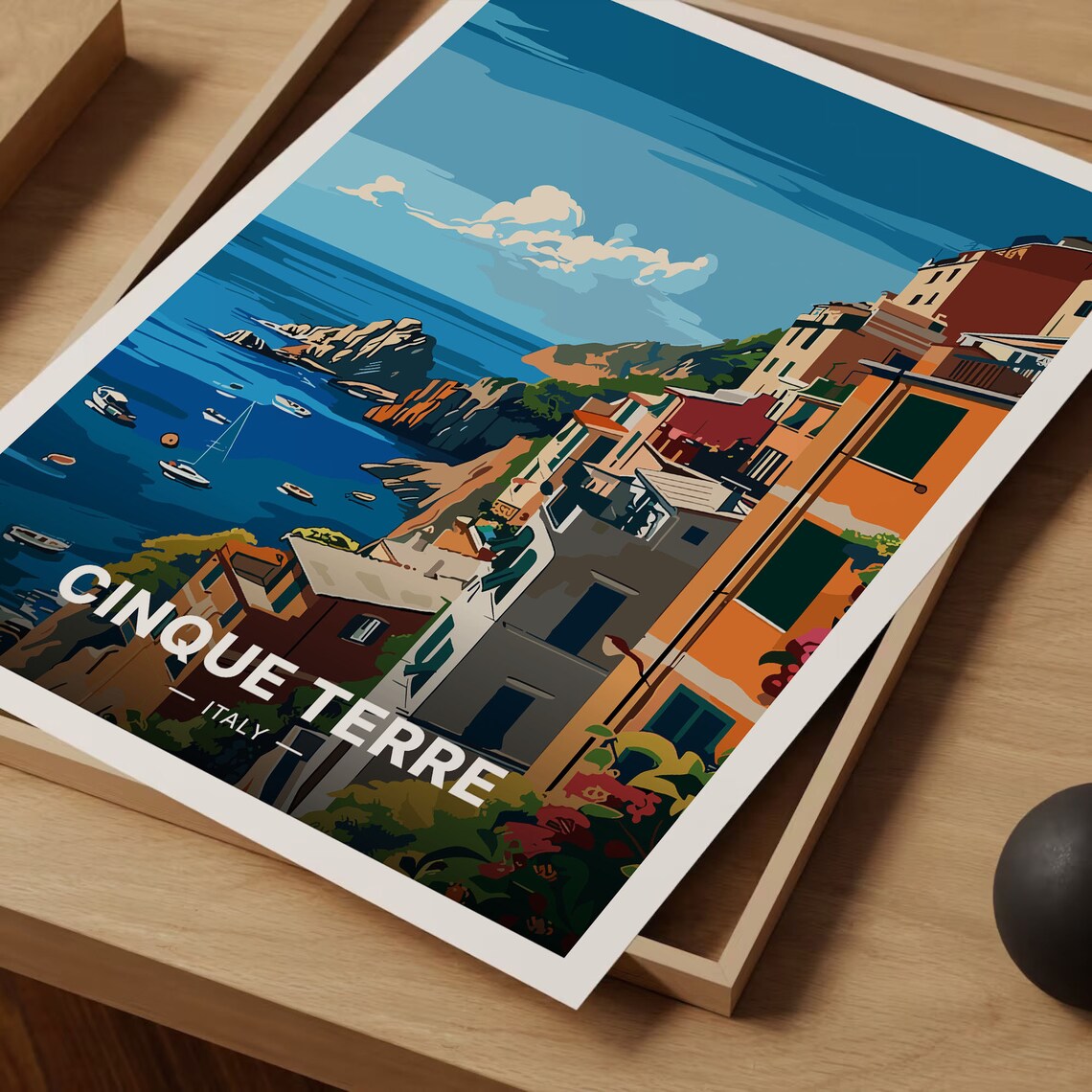 Cinque Terre Italy Cliffside Village Boats Ligurian Coast Poster - Image 3