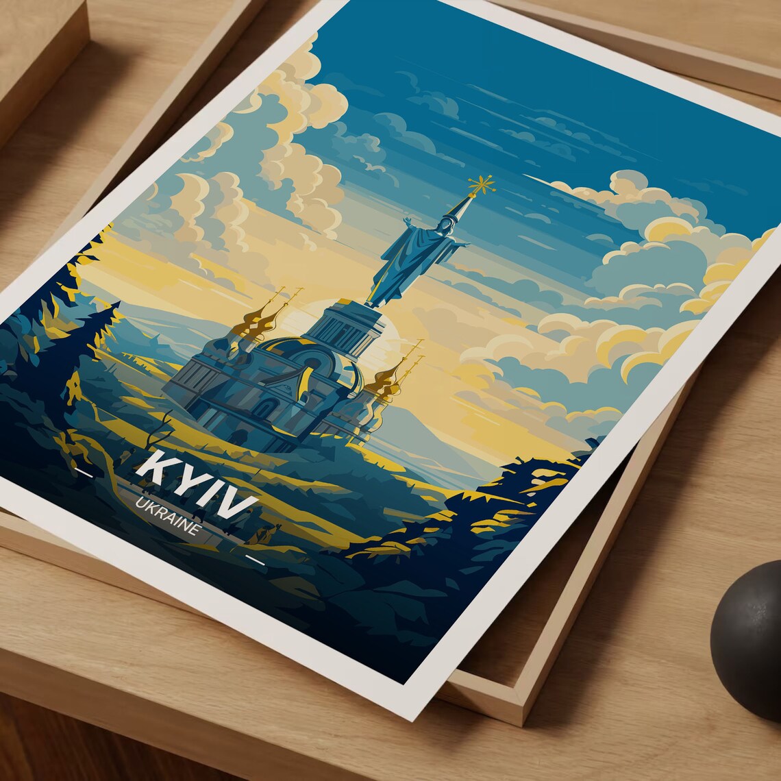 Kyiv Ukraine Motherland Statue Golden Domes Vintage Travel Poster - Image 3