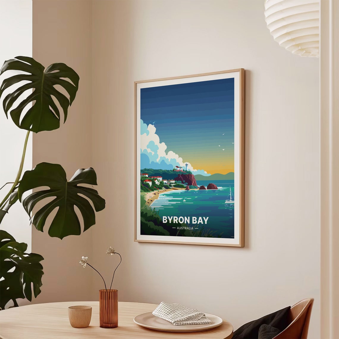 Byron Bay Australia Lighthouse Sunset Coastal Beach Travel Poster - Image 2