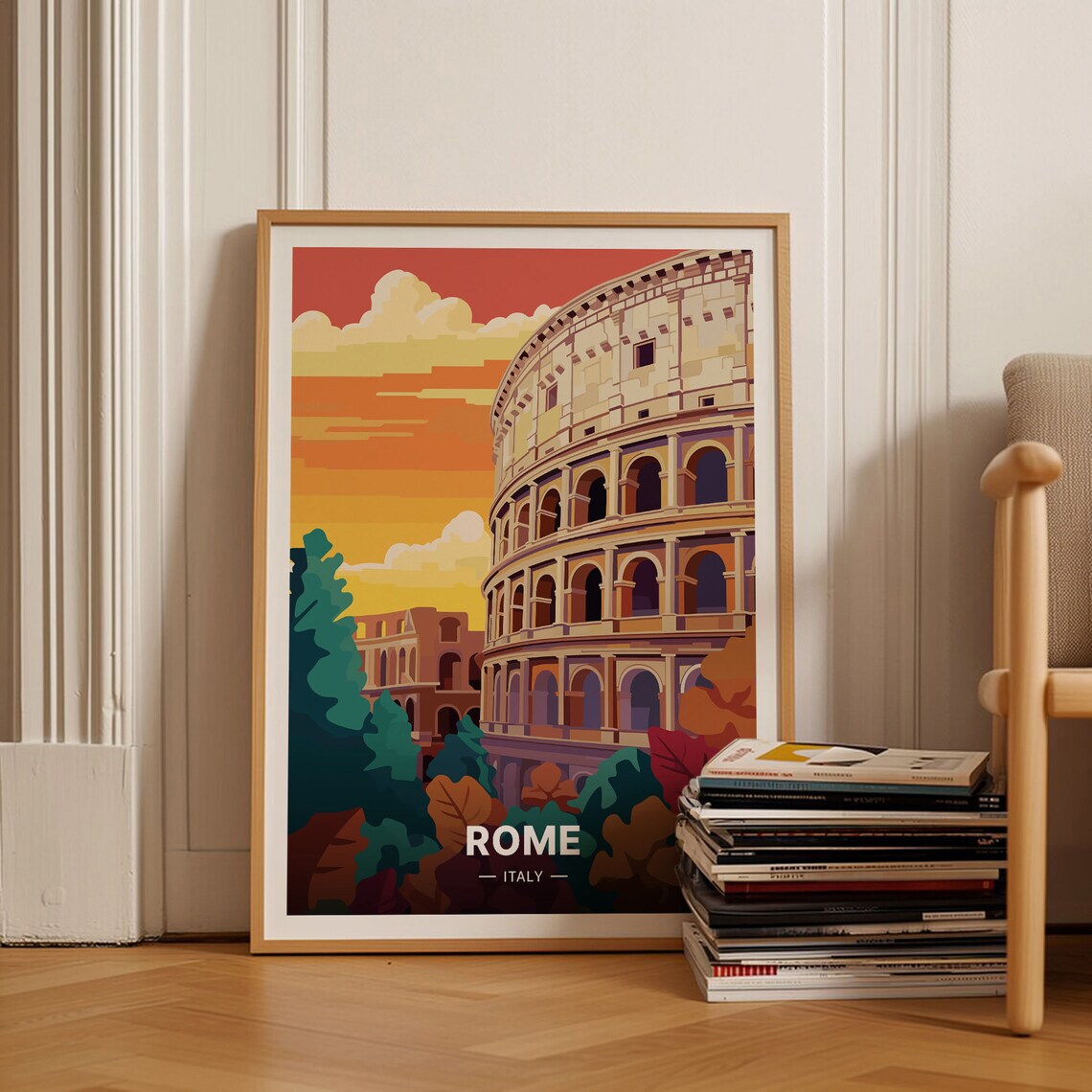 Rome Colosseum Travel Poster, Italy City Decor