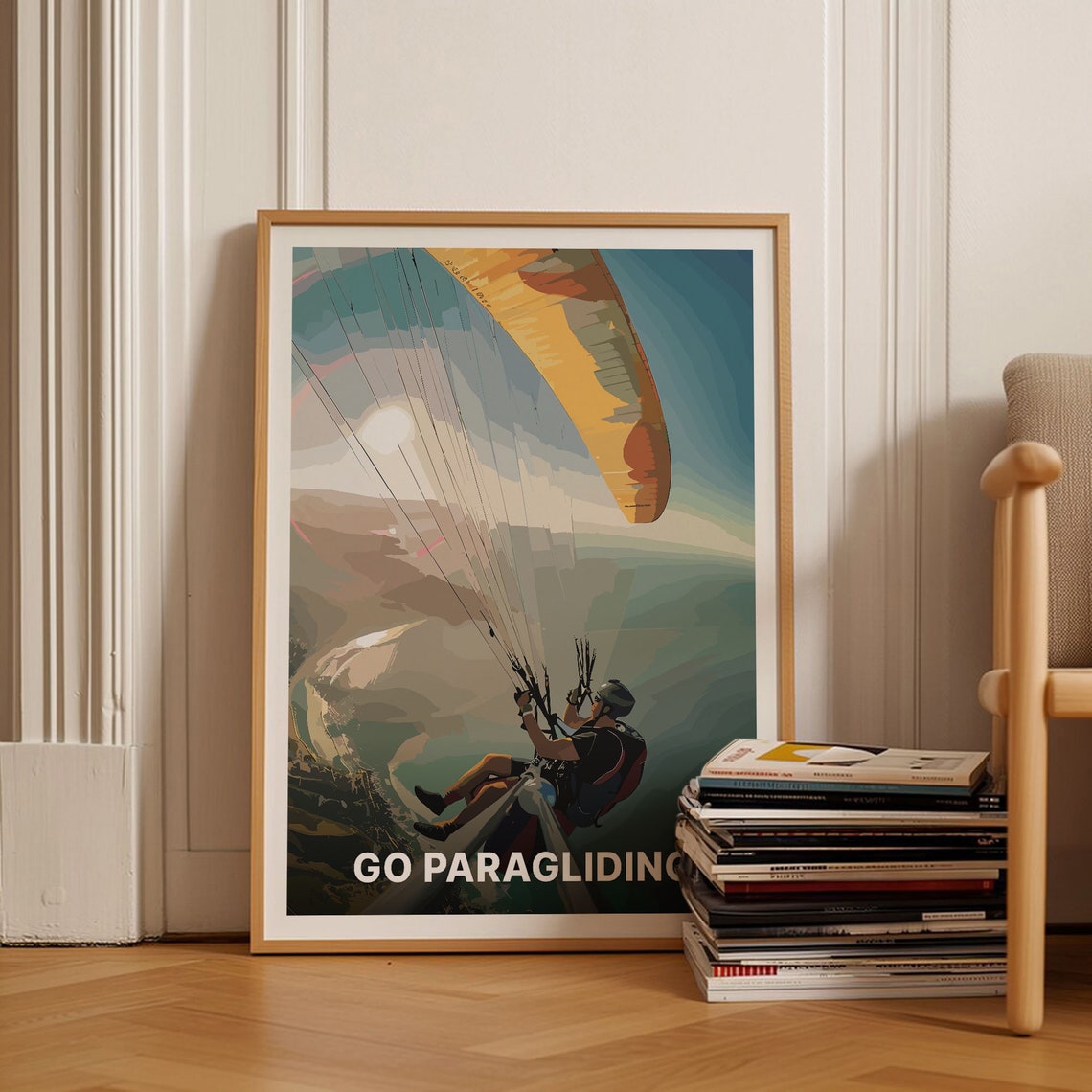 Go Paragliding Sunset Flight Adventure Sport Travel Art Poster